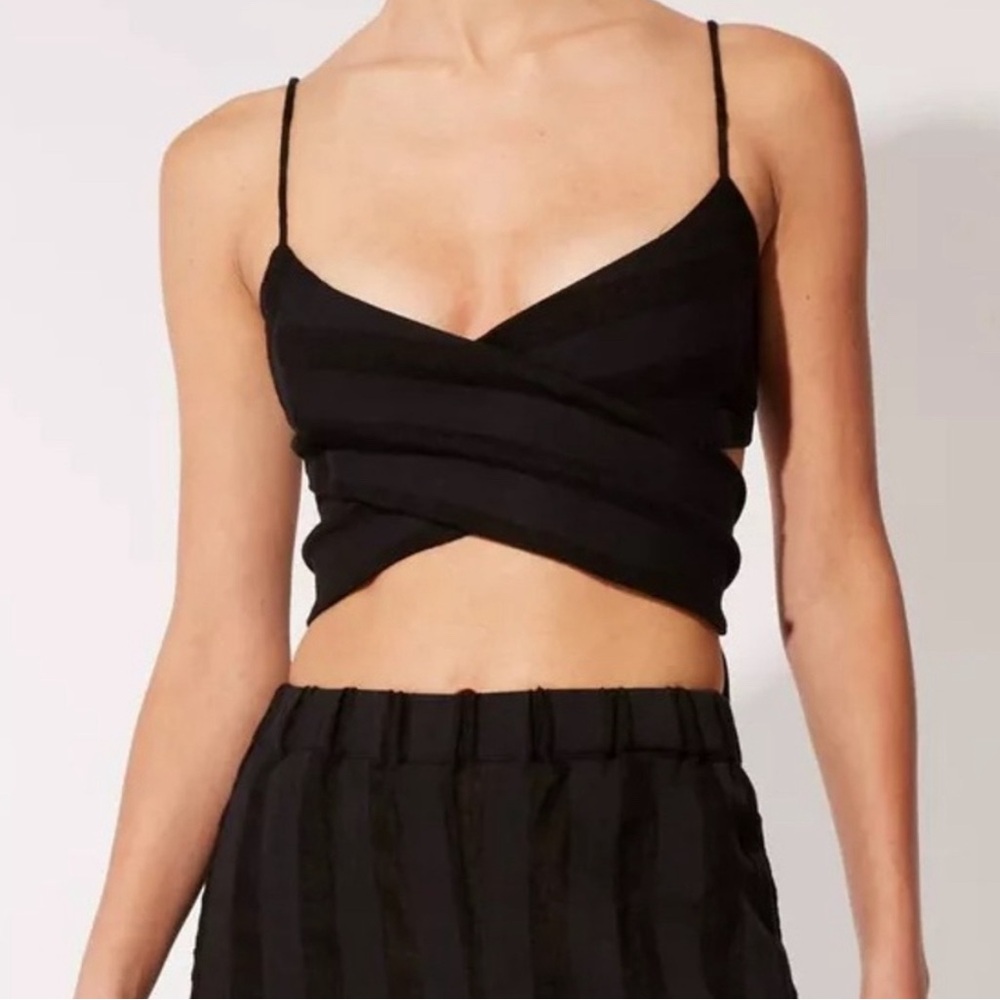 NWT Solid & Striped S Delaney Wrap Top in Black Linen Stripe